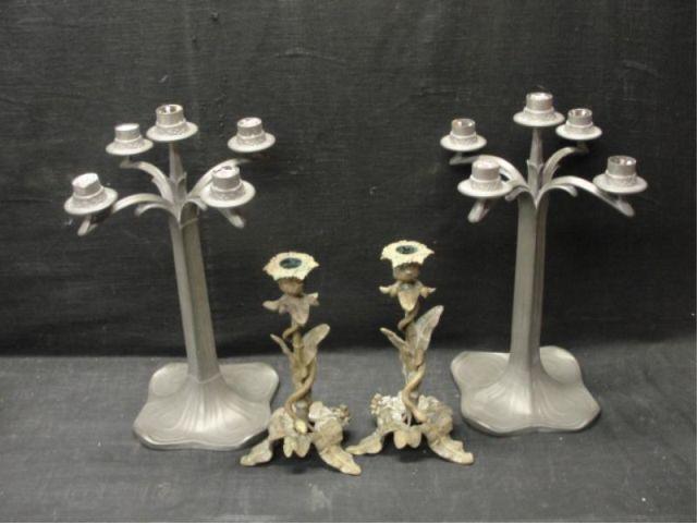 2 Pairs of Candlesticks. 1 Bronze &