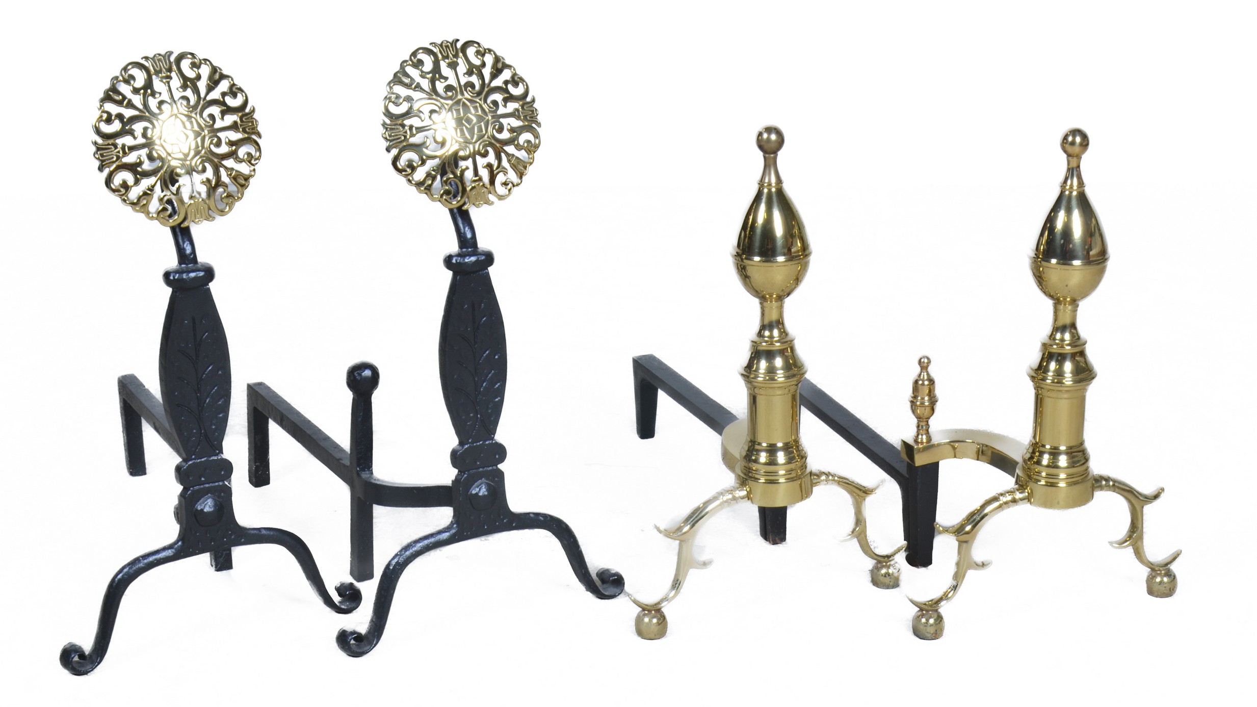 (2) Pairs of fireplace andirons,
