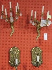 2 Pairs Of Gilt Metal Sconces.