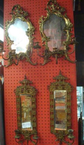 2 Pairs of Gilt Metal & Mirrored