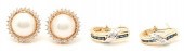 2 PAIRS OF GOLD & GEMSTONE EAR