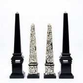 2 PAIRS OF OBELISKS, EBONIZED