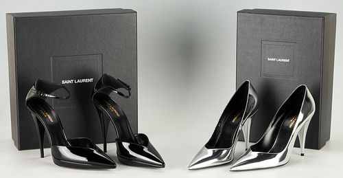 2 PAIRS SAINT LAURENT LEATHER