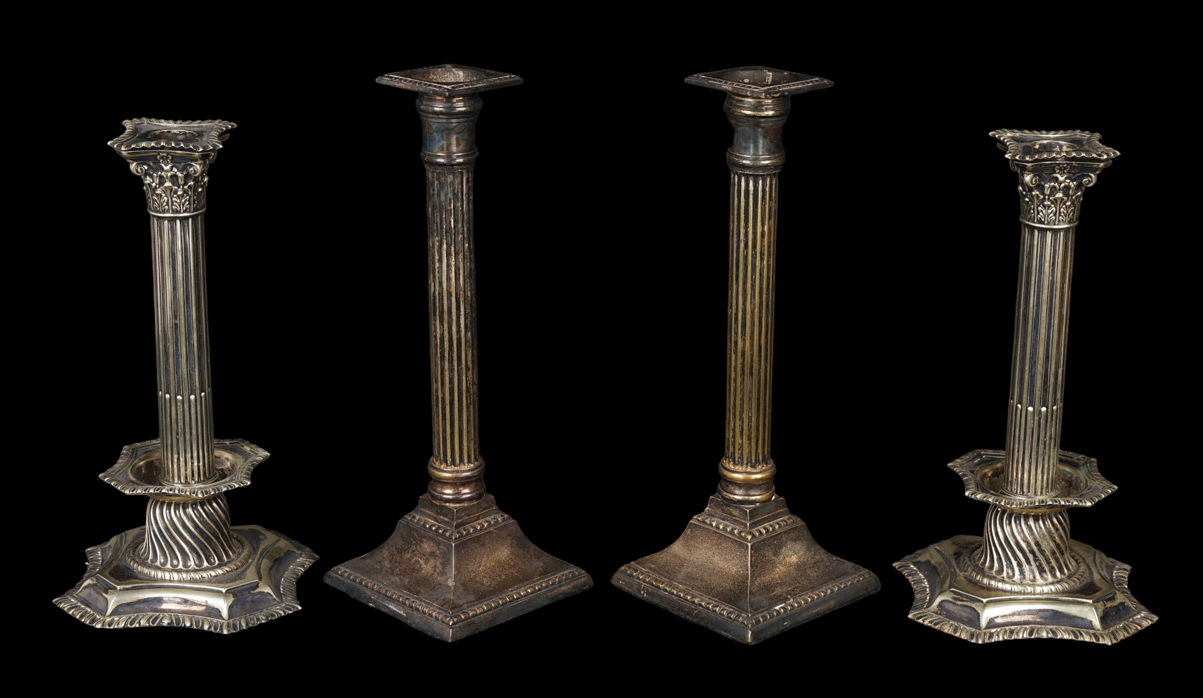 (2) Pairs silverplated candlesticks