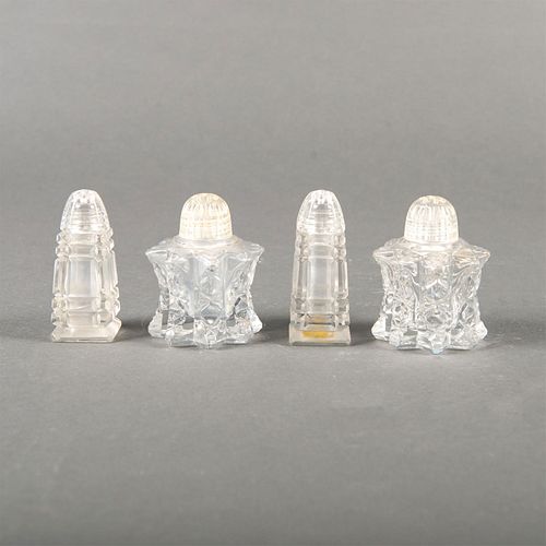 2 PAIRS VINTAGE CLEAR GLASS SALT