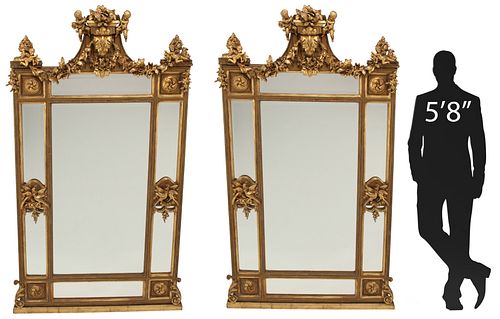 (2) PALATIAL LOUIS XVI STYLE GILT