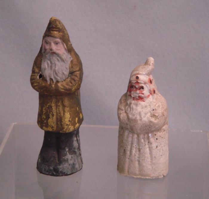 2 paper mache belsnickles, gold &