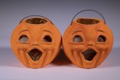 (2) PAPER MACHE JACK-O-LANTERN