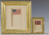 2 PARADE FLAGS, US AND CSA1st