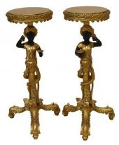 (2) PARCEL GILT BLACKAMOOR PED