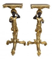 (2) PARCEL GILT BLACKAMOOR PED