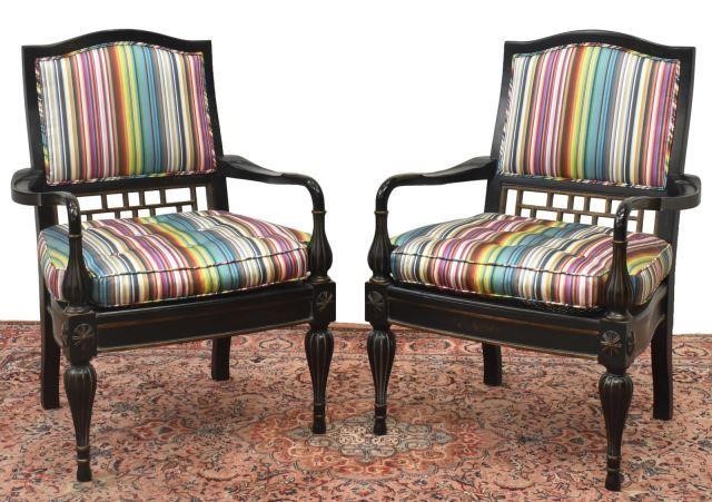 (2) PARCEL GILT & EBONIZED CANE