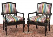 (2) PARCEL GILT & EBONIZED CAN