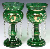 (2) PARCEL GILT GREEN GLASS &A