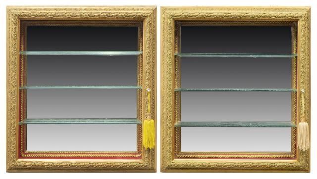 (2) PARCEL GILT WALL VITRINE