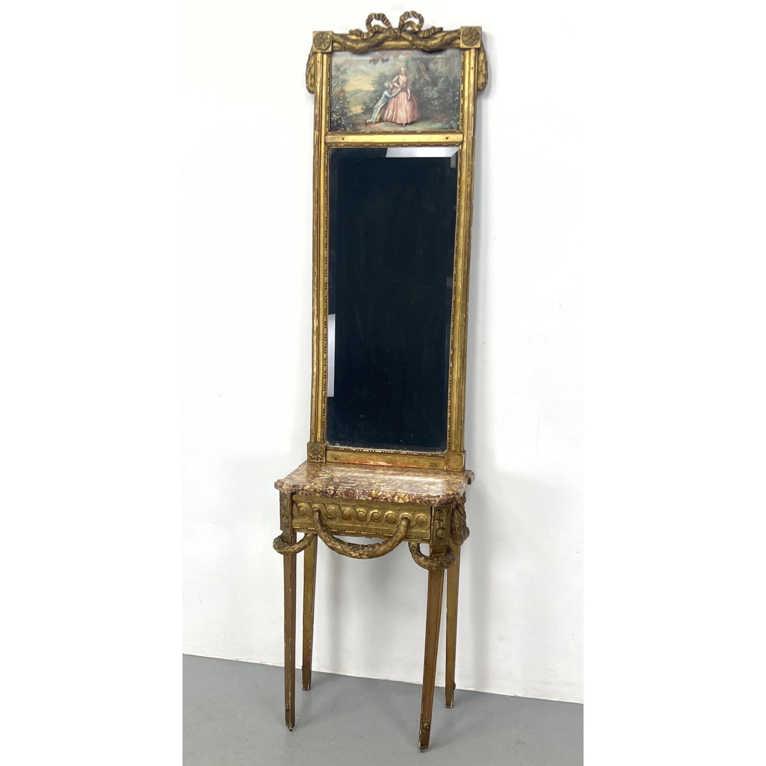 2 part French Trumeau Mirror and