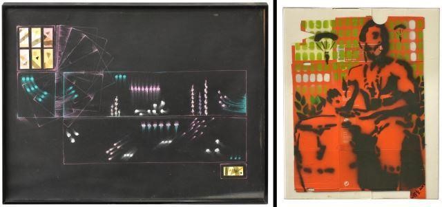 (2) PASTEL COLLAGE & GRAFFITI