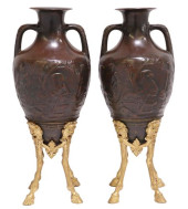 (2) PATINATED &AMP; GILT-BRONZ