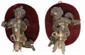 (2) PATINATED BRONZE CHERUB 1-