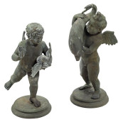 (2) PATINATED BRONZE CUPIDS WI