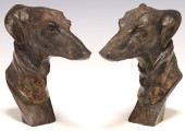 (2) PATINATED BRONZE SCULPTURA