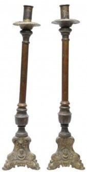 (2) PATINATED METAL CHURCH ALT