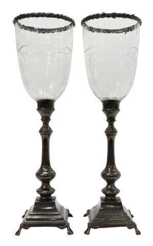 (2) PATINATED METAL & GLASS