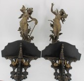 2 PATINATED METAL NYMPHS TOGET