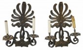 (2) PATINATED METAL PALMETTE T