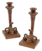 (2) PATINATED METAL RAMS HEAD