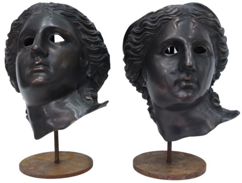 (2) PATINATED METAL SATALA 