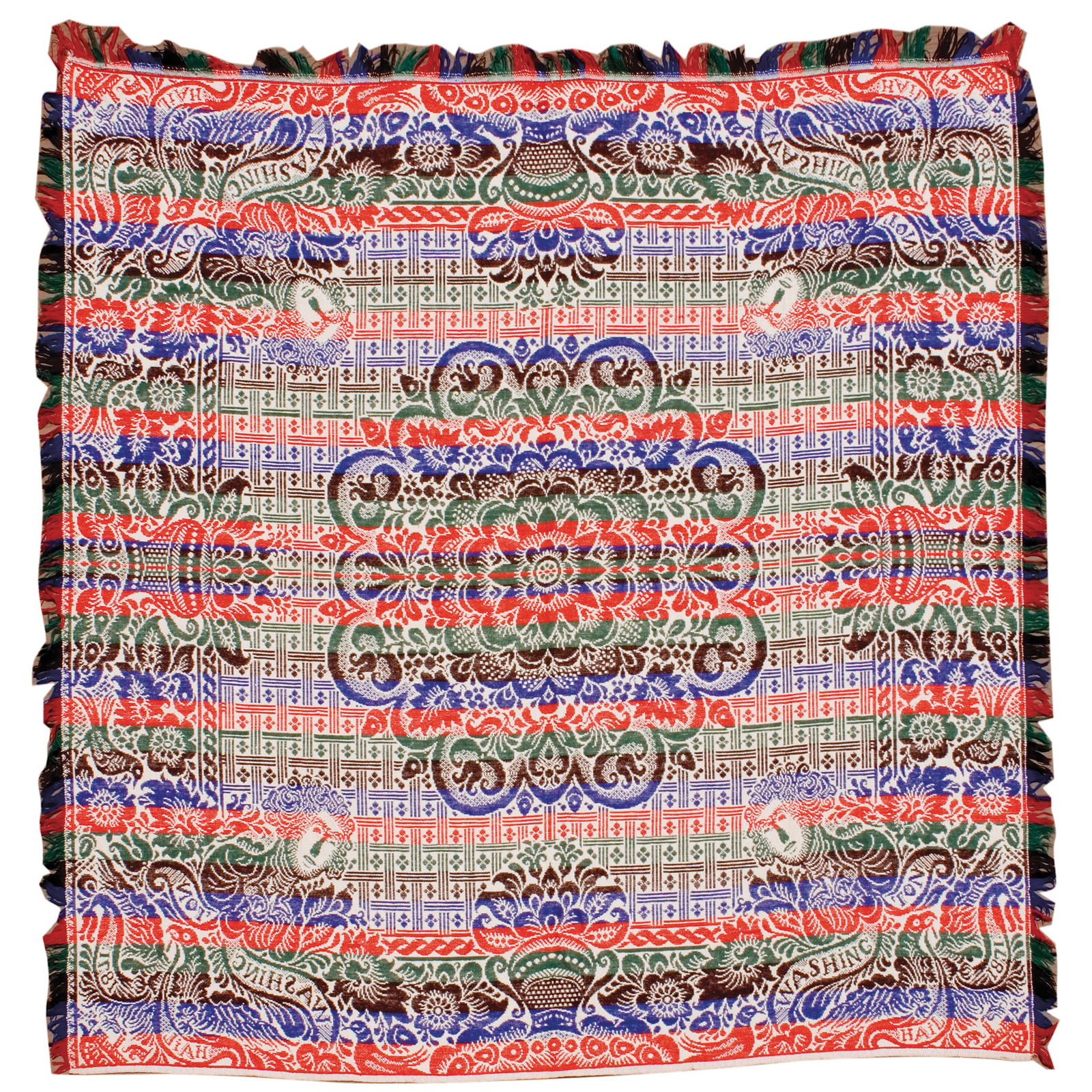 2 PATRIOTIC JACQUARD COVERLETS,