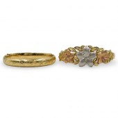 (2 PC) 14K GOLD BANGLE BRACELE