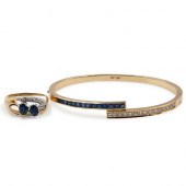(2 PC) 14K GOLD, SAPPHIRE AND