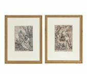 2 PC, 17TH C ETCHINGS GUILIO C