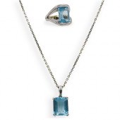 (2 PC) 18K GOLD AND AQUAMARINE