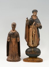 2 PC. 19TH-C. POLYCHROME SANTO