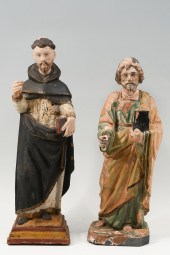 2 PC. 19TH-C. POLYCHROME SANTO