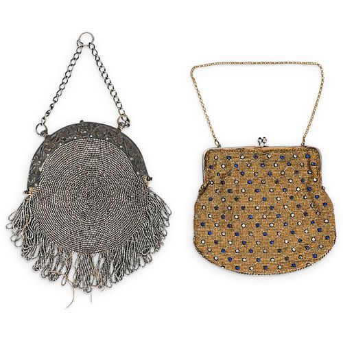 (2 PC) ANTIQUE BEADED CLUTCH