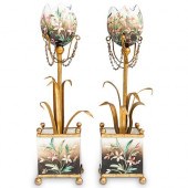 (2 PC) ANTIQUE BRONZE AND PORC