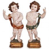 (2 PC) ANTIQUE CHERUB PUTTI AN