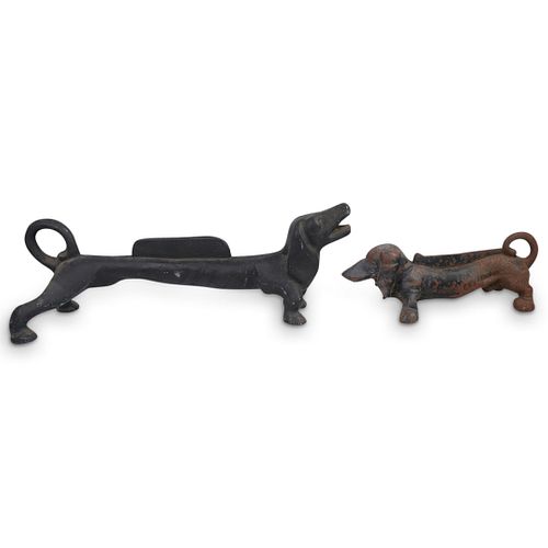 (2 PC) ANTIQUE DACHSHUND IRON