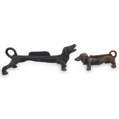 (2 PC) ANTIQUE DACHSHUND IRON