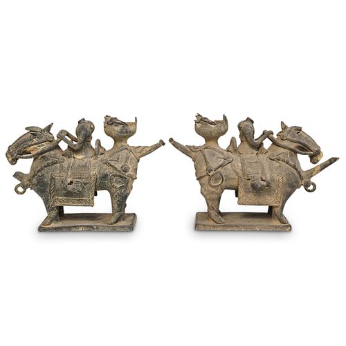 (2 PC) ANTIQUE KOREAN HORSE & RIDER
