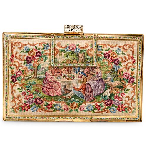 (2 PC) ANTIQUE PETIT POINT TAPESTRY