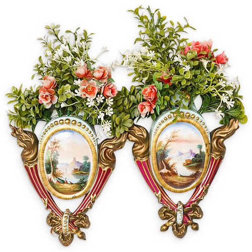 (2 PC) ANTIQUE PORCELAIN WALL