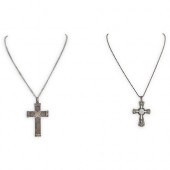 (2 PC) ANTIQUE STERLING CROSS
