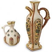 (2 PC) ANTIQUE ZSOLNAY PORCELA