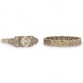 (2 PC) ART DECO DIAMOND RING A