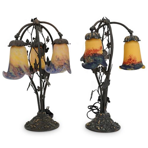 (2 PC) ART DECO VERRE DE ROSS MIXED